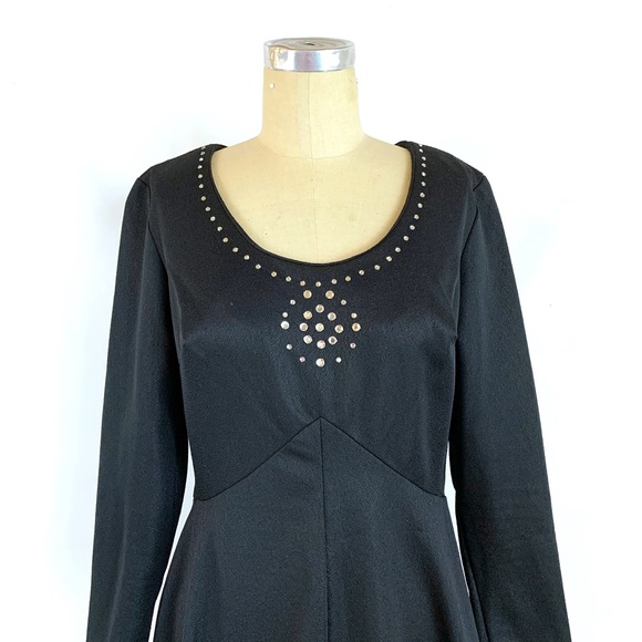 Vintage 70s Maxi Dress Rhinestones Polyester Large - Picture 5 of 8